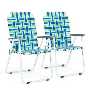 VINGLI Patio Lawn Webbed Folding Chairs Set of 4, Outdoor Beach Chair Portable Dining Chair for ir for Outdoor Yard, Garden(Blue, Classic) VINGLI Patio Lawn Webbed Folding Chairs Set of 4, Outdoor Beach Chair Portable Dining Chair for ir for Outdoor Yard, Garden(Blue, Classic)