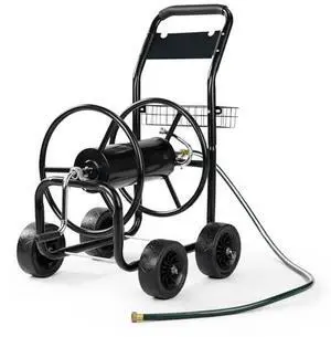 VINGLI 4-Wheel Garden Hose Reel Cart with Storage Basket, Portable Residential Hose Reel Cart, Lawn Watering, for Garden Backyard and Farm VINGLI 4-Wheel Garden Hose Reel Cart with Storage Basket, Portable Residential Hose Reel Cart, Lawn Watering, for Garden Backyard and Farm