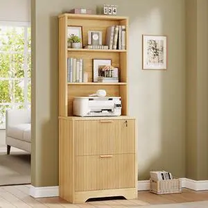 2 Drawer File Cabinet with Lock, Wood Filing Cabinet fits Letter, Legal, A4 Size, Hanging File Folders, Farmhouse File Cabinets for Home Office with Adjustable Storage Shelf, Natural Oak 2 Drawer File Cabinet with Lock, Wood Filing Cabinet fits Letter, Legal, A4 Size, Hanging File Folders, Farmhouse File Cabinets for Home Office with Adjustable Storage Shelf, Natural Oak