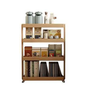4 Tier Rolling Utility Cart Storage Cart with Wheels Solid Wood Rolling Cart with Locking Casters for Living Room Tight Areas,Natural,60 * 20 * 80cm 4 Tier Rolling Utility Cart Storage Cart with Wheels Solid Wood Rolling Cart with Locking Casters for Living Room Tight Areas,Natural,60 * 20 * 80cm