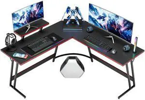 L Shaped Gaming Desk Computer Corner Desk PC Gaming Desk Table with Large Monitor Riser Stand for Home Office Sturdy Writing Workstation (Black, 51 Inch) L Shaped Gaming Desk Computer Corner Desk PC Gaming Desk Table with Large Monitor Riser Stand for Home Office Sturdy Writing Workstation (Black, 51 Inch)