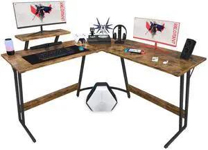 L Shaped Gaming Desk Computer Corner Desk PC Gaming Desk Table with Large Monitor Riser Stand for Home Office Sturdy Writing Workstation (Classical Brown, 51 Inch) L Shaped Gaming Desk Computer Corner Desk PC Gaming Desk Table with Large Monitor Riser Stand for Home Office Sturdy Writing Workstation (Classical Brown, 51 Inch)