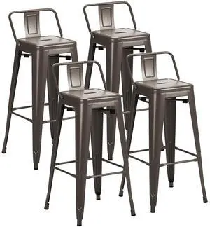 30 Inch Metal Bar Stools Set of 4, Counter Height Stools, Industrial Bar Chairs Patio Stool Stackable Stool for Kitchen/Dining Room/Indoor Outdoor(Gun, 30'' Lower Back) 30 Inch Metal Bar Stools Set of 4, Counter Height Stools, Industrial Bar Chairs Patio Stool Stackable Stool for Kitchen/Dining Room/Indoor Outdoor(Gun, 30'' Lower Back)