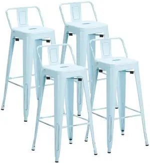 30 Inch Metal Bar Stools Set of 4, Counter Height Stools, Industrial Bar Chairs Patio Stool Stackable Stool for Kitchen/Dining Room/Indoor Outdoor(Blue, 30'' Lower Back) 30 Inch Metal Bar Stools Set of 4, Counter Height Stools, Industrial Bar Chairs Patio Stool Stackable Stool for Kitchen/Dining Room/Indoor Outdoor(Blue, 30'' Lower Back)