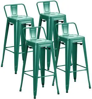 30 Inch Metal Bar Stools Set of 4, Counter Height Stools, Industrial Bar Chairs Patio Stool Stackable Stool for Kitchen/Dining Room/Indoor Outdoor(Green, 30'' Lower Back) 30 Inch Metal Bar Stools Set of 4, Counter Height Stools, Industrial Bar Chairs Patio Stool Stackable Stool for Kitchen/Dining Room/Indoor Outdoor(Green, 30'' Lower Back)