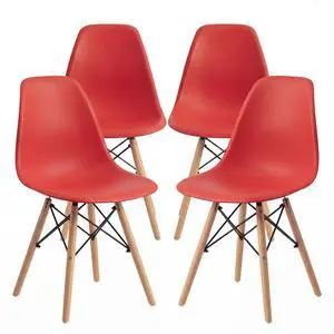 Modern Style Dining Chair Mid Century Modern DSW Chair, Shell Lounge Plastic Chair for Kitchen, Dining, Bedroom, Living Room Side Chairs Set of 4 Modern Style Dining Chair Mid Century Modern DSW Chair, Shell Lounge Plastic Chair for Kitchen, Dining, Bedroom, Living Room Side Chairs Set of 4
