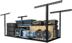 3x6 Overhead Garage Storage Adjustable Ceiling Rack 72" Length x 36" Width x 40" Height, 450lbs Weight Capacity, Black, Classic Series 3x6 Overhead Garage Storage Adjustable Ceiling Rack 72" Length x 36" Width x 40" Height, 450lbs Weight Capacity, Black, Classic Series