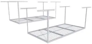 2 Pack 3x6 Overhead Garage Storage Adjustable Ceiling Rack 72" Length x 36" Width x 40" Height, 900lbs Total Weight Capacity, White, Classic Series 2 Pack 3x6 Overhead Garage Storage Adjustable Ceiling Rack 72" Length x 36" Width x 40" Height, 900lbs Total Weight Capacity, White, Classic Series