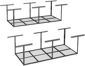 3x8 Overhead Garage Storage Rack,Adjustable Storage Organization System, Heavy Duty Metal Garage Ceiling Storage Racks, 2 pack, Hammertone, Classic Series 3x8 Overhead Garage Storage Rack,Adjustable Storage Organization System, Heavy Duty Metal Garage Ceiling Storage Racks, 2 pack, Hammertone, Classic Series