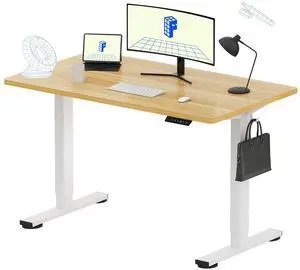 EN1 One-Piece Standing Desk, Electric Adjustable with 4 Memory Presets, 176 LBS Capacity, Stable & Quiet, Seamless Desktop for Home Office & Dual Monitors, 48"x24" Maple(White Frame) EN1 One-Piece Standing Desk, Electric Adjustable with 4 Memory Presets, 176 LBS Capacity, Stable & Quiet, Seamless Desktop for Home Office & Dual Monitors, 48"x24" Maple(White Frame)