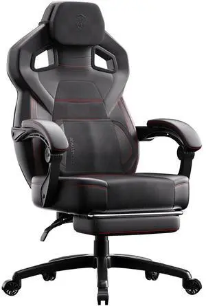 PU Leather Gaming Chair with Footrest, Big and Tall Ergonomic Computer Chair with Lumbar Support, Wide Back Gamer Chair for Heavy People, Black PU Leather Gaming Chair with Footrest, Big and Tall Ergonomic Computer Chair with Lumbar Support, Wide Back Gamer Chair for Heavy People, Black