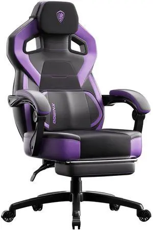 PU Leather Gaming Chair with Footrest, Big and Tall Ergonomic Computer Chair with Lumbar Support, Wide Back Gamer Chair for Heavy People, Purple PU Leather Gaming Chair with Footrest, Big and Tall Ergonomic Computer Chair with Lumbar Support, Wide Back Gamer Chair for Heavy People, Purple