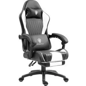Dowinx Gaming Chair with Massage Lumbar Support and Footrest, Gaming Chairs for Adults, Ergonomic Computer Chair High Back with Pocket Spring Cushion, Swivel Recliner with Headrest, White Dowinx Gaming Chair with Massage Lumbar Support and Footrest, Gaming Chairs for Adults, Ergonomic Computer Chair High Back with Pocket Spring Cushion, Swivel Recliner with Headrest, White