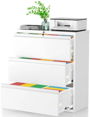 Metal Lateral File Cabinet with Lock, Steel Filing Cabinet 3 Drawer, Locking Office Home Wide Organization File Cabinets for Hanging Files Letter/Legal/F4/A4 Size, (White-3Drawer) Metal Lateral File Cabinet with Lock, Steel Filing Cabinet 3 Drawer, Locking Office Home Wide Organization File Cabinets for Hanging Files Letter/Legal/F4/A4 Size, (White-3Drawer)