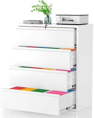 4 Drawer File Cabinet with Lock, Metal Lateral File Cabinets for Home Office, Locking Filling Cabinets for Hanging Files Letter/Legal/F4/A4 Size(4Drawer/White) 4 Drawer File Cabinet with Lock, Metal Lateral File Cabinets for Home Office, Locking Filling Cabinets for Hanging Files Letter/Legal/F4/A4 Size(4Drawer/White)