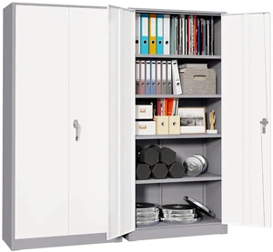 Garage Storage Cabinet 71" Metal Locking Cabinet 5-Layer with Door Steel Multifunctional Storage Cabinets with 4 Adjustable Shelves, Tool Cabinets for Home, Office, Warehouse(White Grey) Garage Storage Cabinet 71" Metal Locking Cabinet 5-Layer with Door Steel Multifunctional Storage Cabinets with 4 Adjustable Shelves, Tool Cabinets for Home, Office, Warehouse(White Grey)