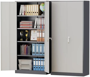 Metal Storage Cabinet, 72" Garage Cabinet with Doors and Shelves Lockable Steel Multifunctional Cabinets, File Cabinets for Home, Office, Garage, Warehouse(White Grey) Metal Storage Cabinet, 72" Garage Cabinet with Doors and Shelves Lockable Steel Multifunctional Cabinets, File Cabinets for Home, Office, Garage, Warehouse(White Grey)