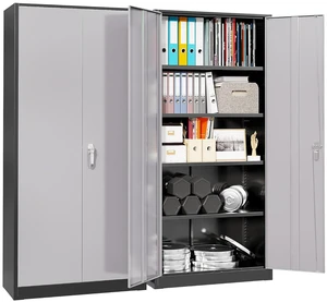 Garage Storage Cabinet 71" Metal Locking Cabinet 5-Layer with Door Steel Multifunctional Storage Cabinets with 4 Adjustable Shelves, Tool Cabinets for Home, Office, Warehouse- Black Grey Garage Storage Cabinet 71" Metal Locking Cabinet 5-Layer with Door Steel Multifunctional Storage Cabinets with 4 Adjustable Shelves, Tool Cabinets for Home, Office, Warehouse- Black Grey