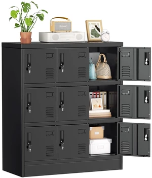 Lockers for Employees, Black Lockers with Lockable Doors, Sports Locker with 9 Doors, Metal Locker for Office, Storage Locker Cabinet for Bedroom, Gym, School, Home Lockers for Employees, Black Lockers with Lockable Doors, Sports Locker with 9 Doors, Metal Locker for Office, Storage Locker Cabinet for Bedroom, Gym, School, Home