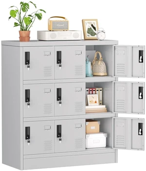 Lockers for Employees, Grey Lockers with Lockable Doors, Sports Locker with 9 Doors, Metal Locker for Office, Storage Locker Cabinet for Bedroom, Gym, School, Home Lockers for Employees, Grey Lockers with Lockable Doors, Sports Locker with 9 Doors, Metal Locker for Office, Storage Locker Cabinet for Bedroom, Gym, School, Home