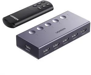 HDMI Switch 5 in 1 Out 4K@60Hz, HDMI Splitter with Remote 5 Port Switcher Selector Box Support 3D CEC HDR HDCP2.2 Compatible with PS5/4/3 Xbox Nintendo Switch Roku TV Fire Stick Grey HDMI Switch 5 in 1 Out 4K@60Hz, HDMI Splitter with Remote 5 Port Switcher Selector Box Support 3D CEC HDR HDCP2.2 Compatible with PS5/4/3 Xbox Nintendo Switch Roku TV Fire Stick Grey