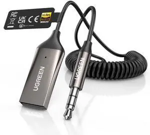 UGREEN Aux to Bluetooth 6.0 Car Adapter with LDAC, 3.5mm Aux Adapter Built-in Microphone, Car Bluetooth Audio Receiver for Hands-Free Calls Compatible with Speaker & Home Audio UGREEN Aux to Bluetooth 6.0 Car Adapter with LDAC, 3.5mm Aux Adapter Built-in Microphone, Car Bluetooth Audio Receiver for Hands-Free Calls Compatible with Speaker & Home Audio