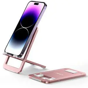 Cell Phone Stand, Foldable Aluminum Adjustable Phone Holder for Desk Portable Travel Essentials Office Accessories for iPhone 17 16 15 14 13 Pro Max Samsung S25 S24 S23 Ultra Kindle-Pink Cell Phone Stand, Foldable Aluminum Adjustable Phone Holder for Desk Portable Travel Essentials Office Accessories for iPhone 17 16 15 14 13 Pro Max Samsung S25 S24 S23 Ultra Kindle-Pink