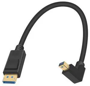 90 Degree Mini Displayport to Displayport Cable, Extreme Thin Up Angle Mini Dp Male to DP Male Cable with Gold-Plated for Gaming Monitor 1Ft 90 Degree Mini Displayport to Displayport Cable, Extreme Thin Up Angle Mini Dp Male to DP Male Cable with Gold-Plated for Gaming Monitor 1Ft