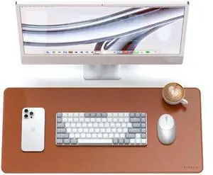 Vegan Leather Desk Mat, Large Mouse Pad Scratch and Water Resistant, Easy to Clean, Desk Pad for Office and Home, 26.8 x 12.4 x 0.1 - Brown Vegan Leather Desk Mat, Large Mouse Pad Scratch and Water Resistant, Easy to Clean, Desk Pad for Office and Home, 26.8 x 12.4 x 0.1 - Brown