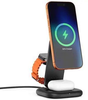 3-in-1 Qi2 Wireless Charging Station, 25W Fast Magnetic Charger, Foldable Charging Stand for iPhone 17, Apple Watch Series 11, AirPods, 45W USB C Adapter Included, Space Black 3-in-1 Qi2 Wireless Charging Station, 25W Fast Magnetic Charger, Foldable Charging Stand for iPhone 17, Apple Watch Series 11, AirPods, 45W USB C Adapter Included, Space Black