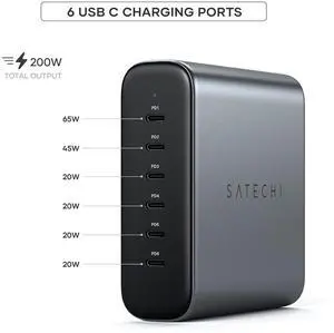 200W 6-Port GaN Charging Station, 2 140W USB-C and 4 USB-C, Fast Charging Travel Charger for Multiple Devices, for MacBook Air/Pro/Neo, iPad Air/Pro, iPhone 17, Thunderbolt Devices 200W 6-Port GaN Charging Station, 2 140W USB-C and 4 USB-C, Fast Charging Travel Charger for Multiple Devices, for MacBook Air/Pro/Neo, iPad Air/Pro, iPhone 17, Thunderbolt Devices
