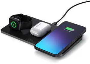 Trio Wireless Charger with Magnetic Pad, Qi Certified, Compatible with iPhone 16 Pro Max/16 Pro/16/16 Plus, AirPods Pro/Gen 3, Apple Watch Ultra & Series (ST-X3TWCPMs) Trio Wireless Charger with Magnetic Pad, Qi Certified, Compatible with iPhone 16 Pro Max/16 Pro/16/16 Plus, AirPods Pro/Gen 3, Apple Watch Ultra & Series (ST-X3TWCPMs)