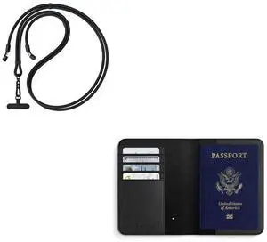 OntheGo USB-C to USB-C Lanyard Cable & Passport Holder for Travel with Find My for iPhone - Black OntheGo USB-C to USB-C Lanyard Cable & Passport Holder for Travel with Find My for iPhone - Black