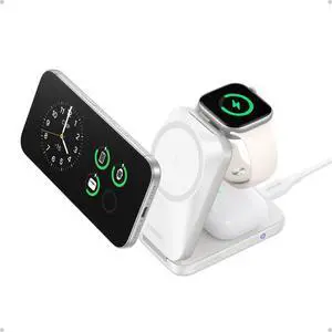 Prime Foldable MagSafe Charger, 25W Qi2.2-Certified Palm-Sized Travel-Ready 3-in-1 Charging Station, AirCool Wireless Charger, for iPhone 17, Apple Watch, AirPods (Non-Battery, with Adapter) Prime Foldable MagSafe Charger, 25W Qi2.2-Certified Palm-Sized Travel-Ready 3-in-1 Charging Station, AirCool Wireless Charger, for iPhone 17, Apple Watch, AirPods (Non-Battery, with Adapter)