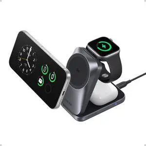 Prime Foldable MagSafe Charger, 25W Qi2.2-Certified Palm-Sized Travel-Ready 3-in-1 Charging Station, AirCool Wireless Charger, for iPhone 17, Apple Watch, AirPods (Non-Battery, with Adapter) Prime Foldable MagSafe Charger, 25W Qi2.2-Certified Palm-Sized Travel-Ready 3-in-1 Charging Station, AirCool Wireless Charger, for iPhone 17, Apple Watch, AirPods (Non-Battery, with Adapter)