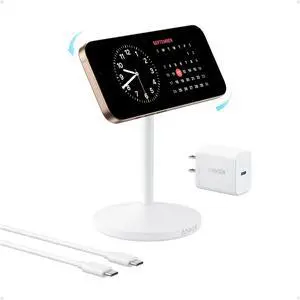 MagGo iPhone 17 MagSafe Charger Compatible Stand, 15W Fast Magnetic Wireless Charging Station, Qi2 Certified 360° Wireless Charger (White, with Cable & Adapter) MagGo iPhone 17 MagSafe Charger Compatible Stand, 15W Fast Magnetic Wireless Charging Station, Qi2 Certified 360° Wireless Charger (White, with Cable & Adapter)