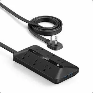 Power Strip with 300J Surge Protector, Flat Plug Extension Cord with Multiple Outlets, 6 AC, 2 USB A & 2 USB C Ports for 20W, 10ft Outlet Extender, Dorm Room Essentials, Home Office Power Strip with 300J Surge Protector, Flat Plug Extension Cord with Multiple Outlets, 6 AC, 2 USB A & 2 USB C Ports for 20W, 10ft Outlet Extender, Dorm Room Essentials, Home Office