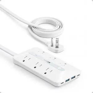 Power Strip with 300J Surge Protector, Flat Plug Extension Cord with Multiple Outlets, 6 AC, 2 USB A & 2 USB C Ports for 20W, 10ft Outlet Extender, Dorm Room Essentials, Home Office Power Strip with 300J Surge Protector, Flat Plug Extension Cord with Multiple Outlets, 6 AC, 2 USB A & 2 USB C Ports for 20W, 10ft Outlet Extender, Dorm Room Essentials, Home Office
