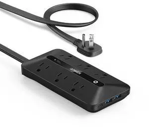 Power Strip with 300J Surge Protector, Flat Plug Extension Cord with Multiple Outlets, 6 AC, 2 USB A & 2 USB C Ports for 20W, 5ft Outlet Extender, Dorm Room Essentials, Home Office Power Strip with 300J Surge Protector, Flat Plug Extension Cord with Multiple Outlets, 6 AC, 2 USB A & 2 USB C Ports for 20W, 5ft Outlet Extender, Dorm Room Essentials, Home Office