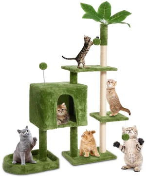 52inch Large Cat Tree Tower Condo with Hammock for Indoor Cats, Soft Plush Multi-Level Climbing Tree Cat House with Cat Cave, Scratching Post, Sisal Rope, Green 52inch Large Cat Tree Tower Condo with Hammock for Indoor Cats, Soft Plush Multi-Level Climbing Tree Cat House with Cat Cave, Scratching Post, Sisal Rope, Green