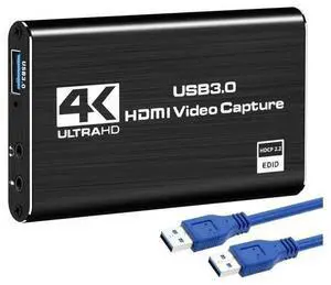 4K Audio Video Capture Card, Rybozen USB 3.0 HDMI Video Capture Device, Full HD 1080P for Game Recording, Live Streaming Broadcasting 4K Audio Video Capture Card, Rybozen USB 3.0 HDMI Video Capture Device, Full HD 1080P for Game Recording, Live Streaming Broadcasting