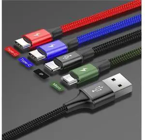 Baseus 4 in 1 USB Cable for iPhone X xs max Charger Cable 3 in 1 Micro USB Type C Cable for Samsung Galaxy S9 S8 Plus Baseus 4 in 1 USB Cable for iPhone X xs max Charger Cable 3 in 1 Micro USB Type C Cable for Samsung Galaxy S9 S8 Plus