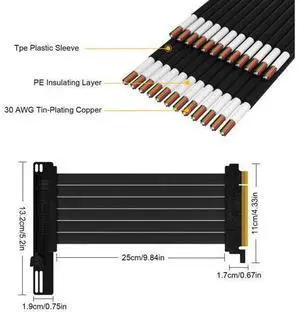Hipesen High Speed PCI Express Riser Card Bracket PCI-E 3.0 x 16 Riser Card Extender Ribbon Flexible Extension Cable 90 Degree for Computer Graphic Cards (30CM) Hipesen High Speed PCI Express Riser Card Bracket PCI-E 3.0 x 16 Riser Card Extender Ribbon Flexible Extension Cable 90 Degree for Computer Graphic Cards (30CM)