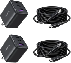 UGREEN 2 Pack 30W Charger for iPhone 17 Fast Charging, 3 Port GaN Charger Block with 6.6ft USB-C Cable for iPhone 17/Air/16/15/14, Galaxy S25/S24/S23, Pixel 10/9/8/7, iPad and More, Matt Black UGREEN 2 Pack 30W Charger for iPhone 17 Fast Charging, 3 Port GaN Charger Block with 6.6ft USB-C Cable for iPhone 17/Air/16/15/14, Galaxy S25/S24/S23, Pixel 10/9/8/7, iPad and More, Matt Black