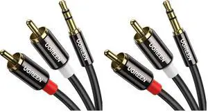 UGREEN 3.5mm to RCA Cable, 6.6FT 2RCA Male to Aux Audio Adapter, HiFi Sound (Pack of 2) UGREEN 3.5mm to RCA Cable, 6.6FT 2RCA Male to Aux Audio Adapter, HiFi Sound (Pack of 2)