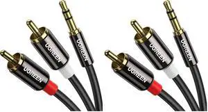 UGREEN 3.5mm to RCA Cable, 3.3FT 2RCA Male to Aux Audio Adapter, HiFi Sound (Pack of 2) UGREEN 3.5mm to RCA Cable, 3.3FT 2RCA Male to Aux Audio Adapter, HiFi Sound (Pack of 2)