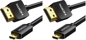 UGREEN Micro HDMI to HDMI Cable Adapter 4K 60Hz Ethernet Audio Return Channel Compatible with GoPro Hero 7/6 Raspberry Pi 5 Retroid Pocket 3+/3 Yoga 3 B500 Camera Video Capture Card 3FT (Pack of 2) UGREEN Micro HDMI to HDMI Cable Adapter 4K 60Hz Ethernet Audio Return Channel Compatible with GoPro Hero 7/6 Raspberry Pi 5 Retroid Pocket 3+/3 Yoga 3 B500 Camera Video Capture Card 3FT (Pack of 2)