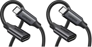 UGREEN USB C Extension Cable 1.5FT, Nylon USB C Male to Female Extender, Charging & Transfer Type C Extension Cable Compatible with PSVR2/Macbook/iPad/USB C Hub/Magsafe Charger/iPhone 15 (Pack of 2) UGREEN USB C Extension Cable 1.5FT, Nylon USB C Male to Female Extender, Charging & Transfer Type C Extension Cable Compatible with PSVR2/Macbook/iPad/USB C Hub/Magsafe Charger/iPhone 15 (Pack of 2)