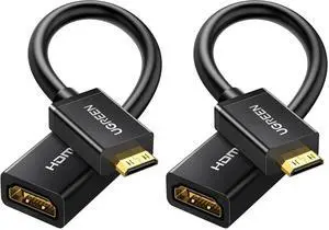 UGREEN Mini HDMI to HDMI Adapter 4K 60Hz Male to Female Adapter Compatible with Raspberry Pi, Portable Monitors, DSLR Cameras, Camcorders, Laptops, Projectors, Tablets Graphics Cards 0.6FT (Pack of 2) UGREEN Mini HDMI to HDMI Adapter 4K 60Hz Male to Female Adapter Compatible with Raspberry Pi, Portable Monitors, DSLR Cameras, Camcorders, Laptops, Projectors, Tablets Graphics Cards 0.6FT (Pack of 2)