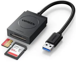 UGREEN SD Card Reader USB 3.0 | Dual Slot Flash Memory Card Reader TF SD Micro SD for Mac Windows Linux Chrome Read 2 Cards Simultaneously UGREEN SD Card Reader USB 3.0 | Dual Slot Flash Memory Card Reader TF SD Micro SD for Mac Windows Linux Chrome Read 2 Cards Simultaneously